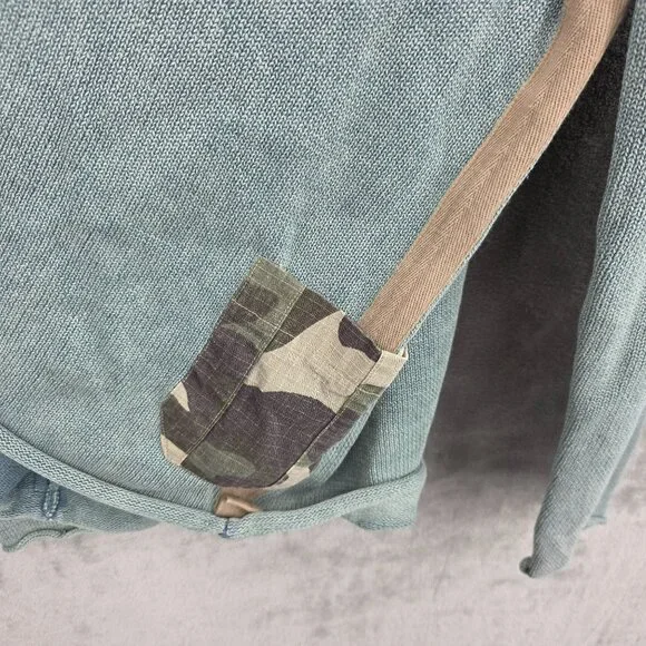 Express Sweater L Green Camo Lion Patches Elbows Side Heavy 90s Y2K Rolled Edges